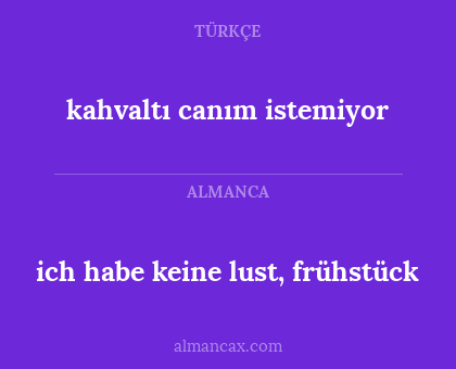 kahvaltı canım istemiyor - ich habe keine lust, frühstück