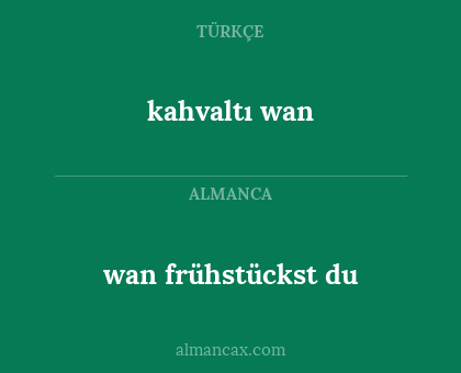 kahvaltı wan - wan frühstückst du