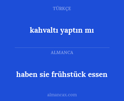 haben sie frühstück essen - kahvaltı yaptın mı