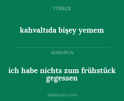 ich habe nichts zum frühstück gegessen - kahvaltıda bişey yemem