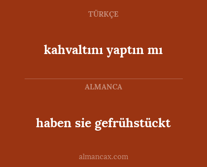 haben sie gefrühstückt - kahvaltını yaptın mı