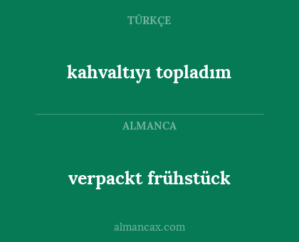 verpackt frühstück - kahvaltıyı topladım