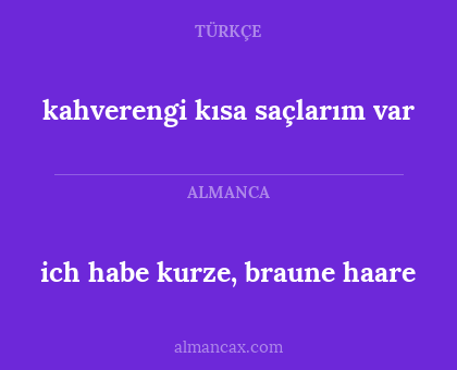 kahverengi kısa saçlarım var - ich habe kurze, braune haare