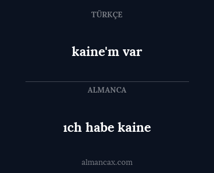 kaine'm var - ıch habe kaine