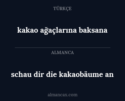 schau dir die kakaobäume an - kakao ağaçlarına baksana