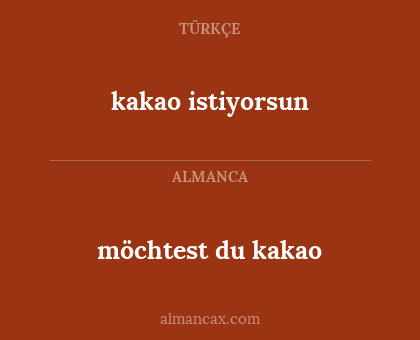 kakao istiyorsun - möchtest du kakao