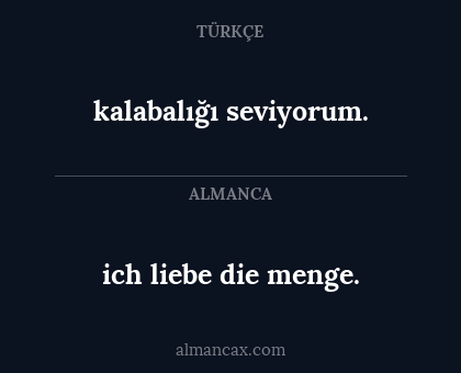 ich liebe die menge. - kalabalığı seviyorum.