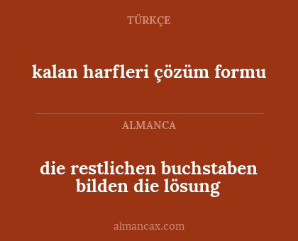 die restlichen buchstaben bilden die lösung - kalan harfleri çözüm formu