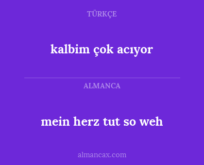 kalbim çok acıyor - mein herz tut so weh