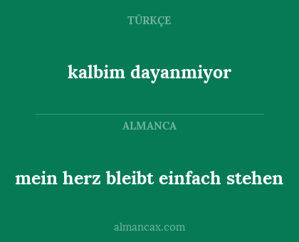 kalbim dayanmiyor - mein herz bleibt einfach stehen