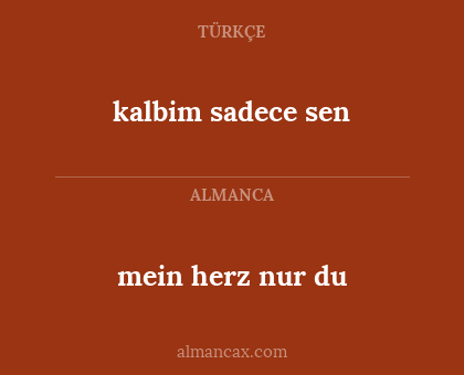 kalbim sadece sen - mein herz nur du