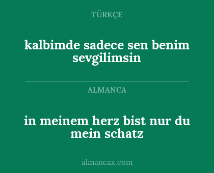in meinem herz bist nur du mein schatz - kalbimde sadece sen benim sevgilimsin