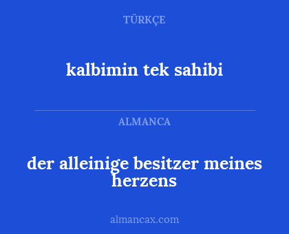der alleinige besitzer meines herzens - kalbimin tek sahibi