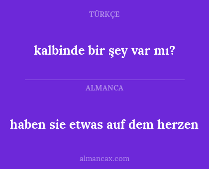haben sie etwas auf dem herzen - kalbinde bir şey var mı?