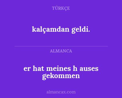 er hat meines h auses gekommen - kalçamdan geldi.