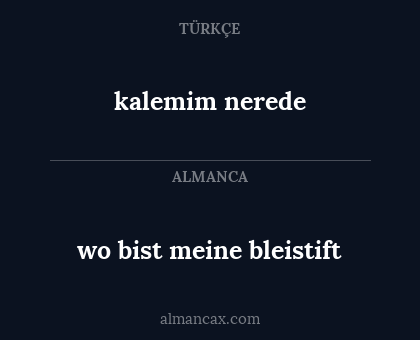 wo bist meine bleistift - kalemim nerede