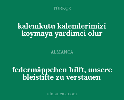 kalemkutu kalemlerimizi koymaya yardimci olur - federmäppchen hilft, unsere bleistifte zu verstauen