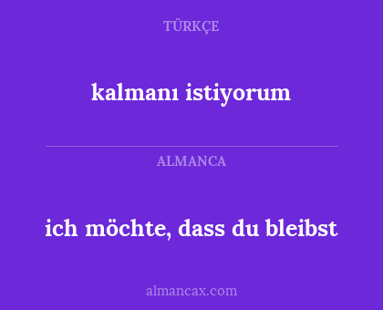 ich möchte, dass du bleibst - kalmanı istiyorum