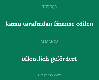 öffentlich gefördert - kamu tarafından finanse edilen