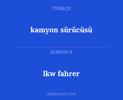 lkw fahrer - kamyon sürücüsü