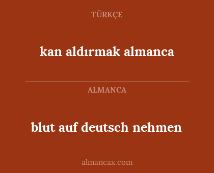 blut auf deutsch nehmen - kan aldırmak almanca