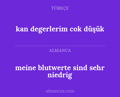 kan degerlerim cok düşük - meine blutwerte sind sehr niedrig
