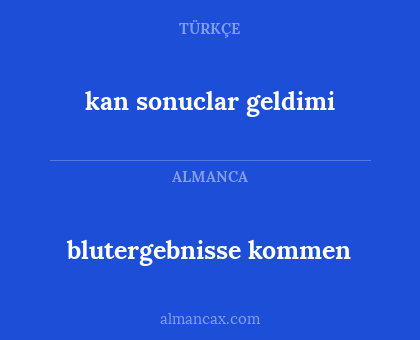 blutergebnisse kommen - kan sonuclar geldimi
