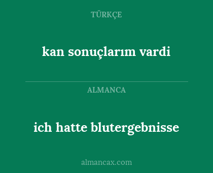 kan sonuçlarım vardi - ich hatte blutergebnisse