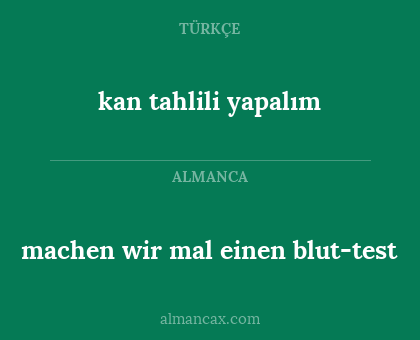 machen wir mal einen blut-test - kan tahlili yapalım