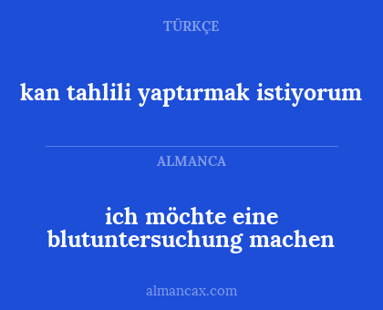 ich möchte eine blutuntersuchung machen - kan tahlili yaptırmak istiyorum