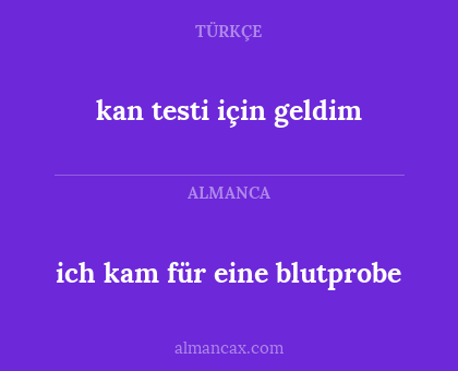 ich kam für eine blutprobe - kan testi için geldim