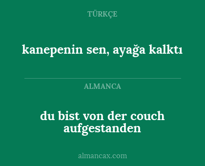 du bist von der couch aufgestanden - kanepenin sen, ayağa kalktı