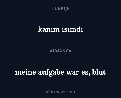 kanım ısımdı - meine aufgabe war es, blut