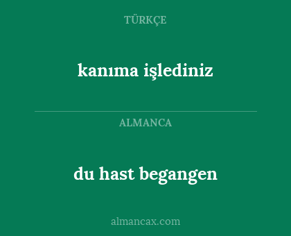 kanıma işlediniz - du hast begangen