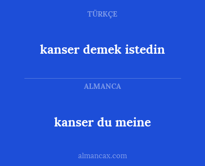 kanser du meine - kanser demek istedin