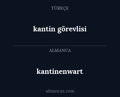 kantinenwart - kantin görevlisi