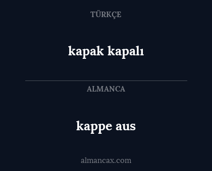 kapak kapalı - kappe aus