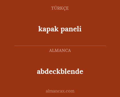 abdeckblende - kapak paneli