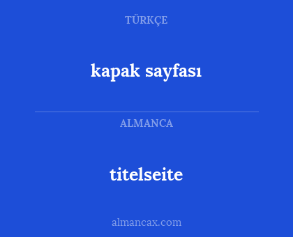 kapak sayfası - titelseite