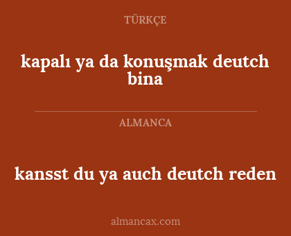 kapalı ya da konuşmak deutch bina - kansst du ya auch deutch reden