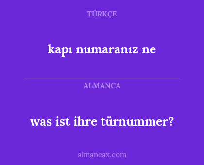 was ist ihre türnummer? - kapı numaranız ne