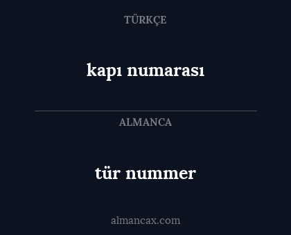 kapı numarası - tür nummer