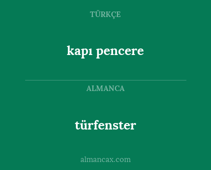 kapı pencere - türfenster