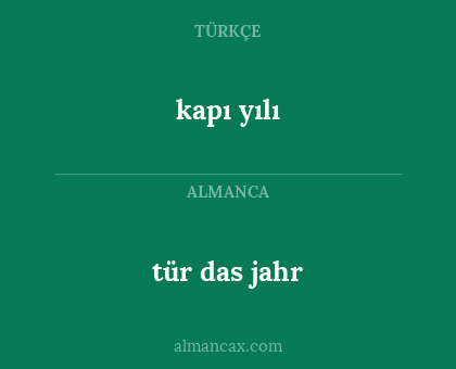 tür das jahr - kapı yılı