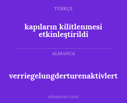 kapıların kilitlenmesi etkinleştirildi - verriegelungderturenaktivlert