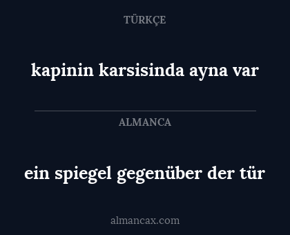 kapinin karsisinda ayna var - ein spiegel gegenüber der tür