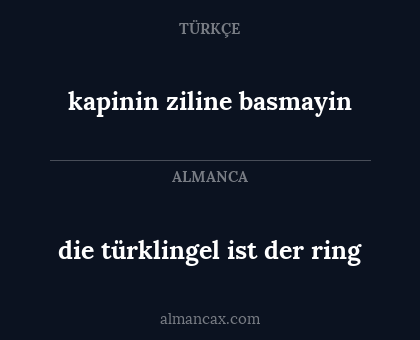 die türklingel ist der ring - kapinin ziline basmayin