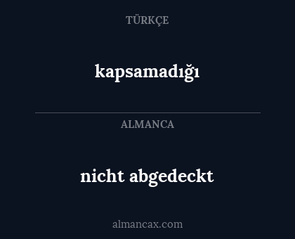 kapsamadığı - nicht abgedeckt