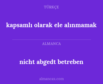 kapsamlı olarak ele alınmamak - nicht abgedt betreben