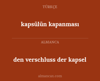 den verschluss der kapsel - kapsülün kapanması